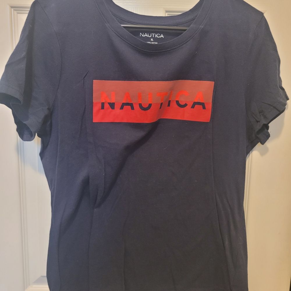 Nautica Navy Blue T-Shirt with Red Logo